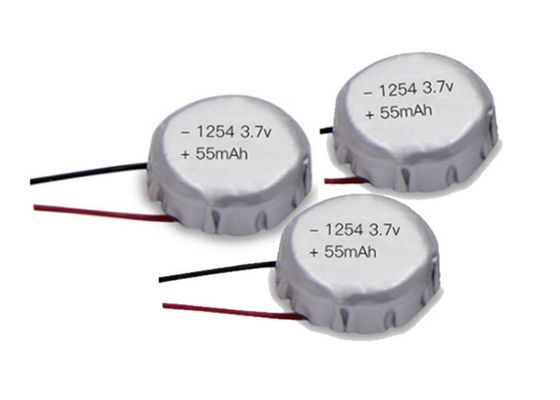 3.7 ভোল্ট 55mAh 1254 Lipo রিচার্জেবল কয়েন সেল