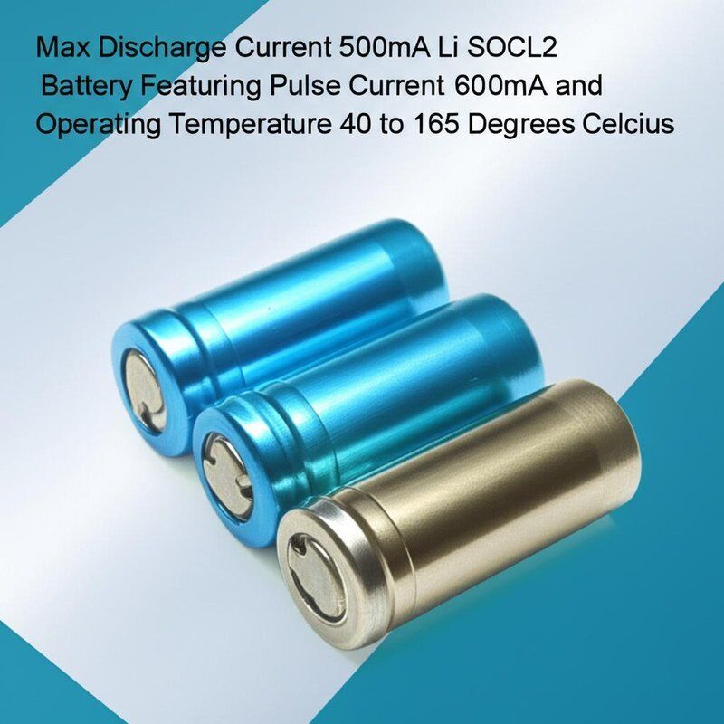 Max Discharge Current 500mA Li SOCL2 Battery Battery Featuring Pulse Current 600mA and Operating Temperature 40 to 165 Degrees Celsius