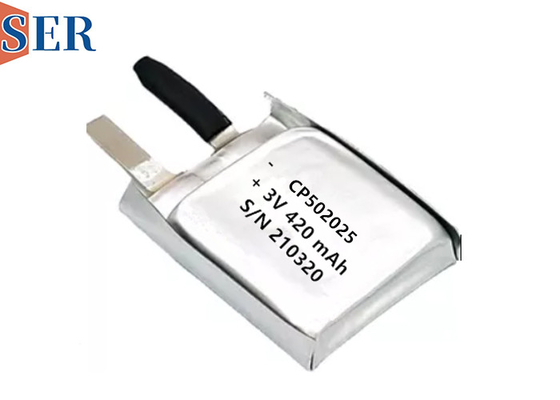 SER CP502025 নরম প্যাকেজ লিথিয়াম ম্যাঙ্গানিজ ব্যাটারি 3.0V Li-MnO2 ব্যাটারির