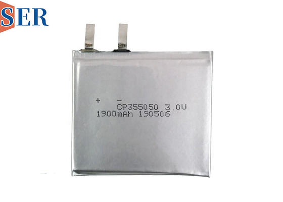3.0V 1900mAh আল্ট্রা থিন ব্যাটারি CP355050 সফট প্যাকিং লিথিয়াম ম্যাঙ্গানিজ ডাই অক্সাইড পাউচ ব্যাটারি