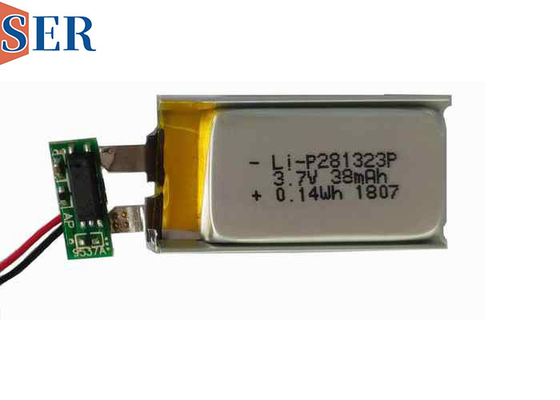 LP281323 3.7v 38mAh রিচার্জযোগ্য লিথিয়াম পলিমার ব্যাটারি ওয়্যারলেস ইয়ারফোনের জন্য FPC ক্যাবল সহ
