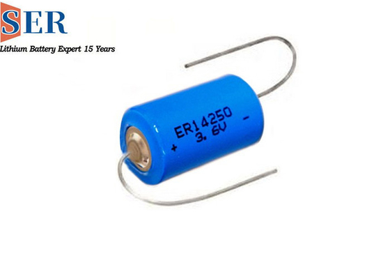 নিরাপত্তা 3.6V লিথিয়াম প্রাথমিক ব্যাটারি 1/2AA আকার 600mah ER14250S 3.6 ভোল্ট উচ্চ তাপমাত্রা 150 Lisocl2 ব্যাটারি দীর্ঘ জীবন