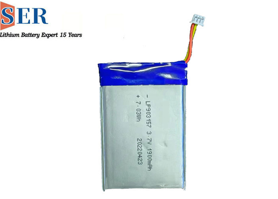 আয়তক্ষেত্রাকার লি-আয়ন পলিমার ব্যাটারি 3.7V সিঙ্গেল সেল প্যাক 2.75wh 1900mAh ফ্ল্যাট প্রিজম্যাটিক